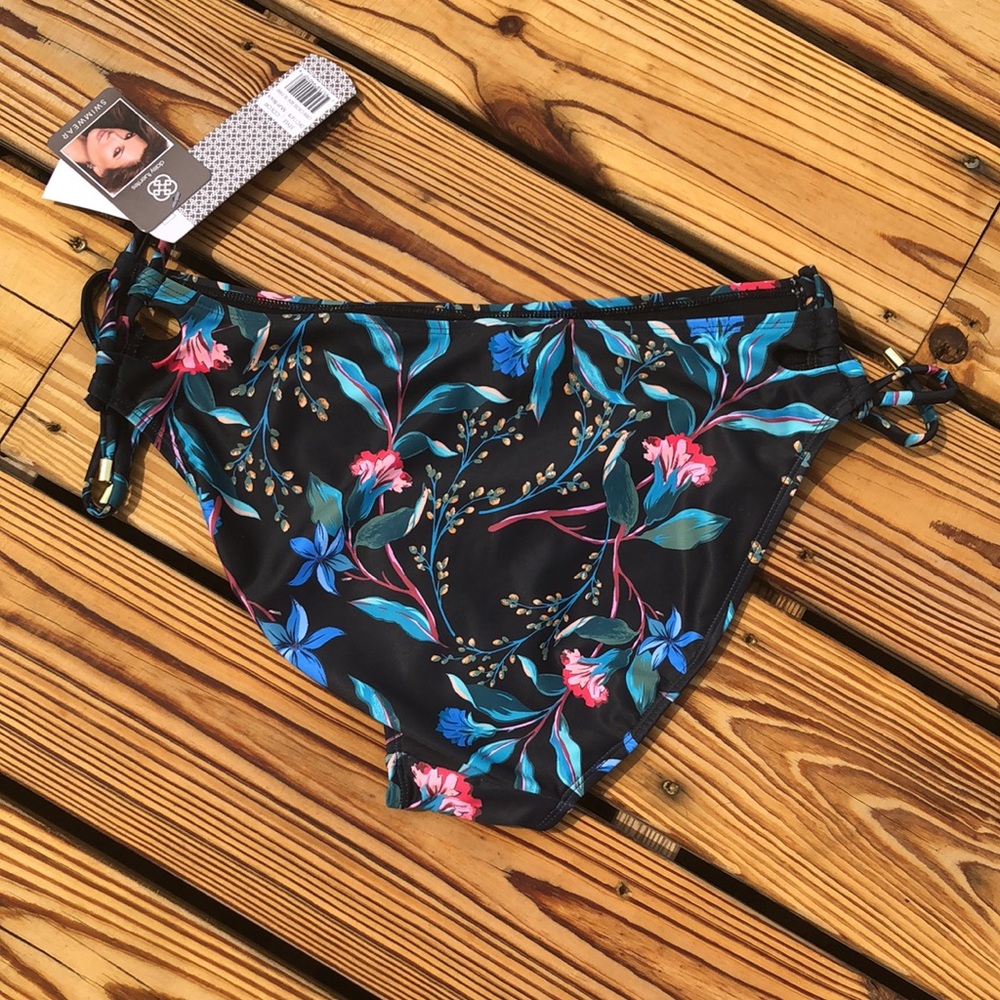NWT Daisy Fuentes Tropical Print Criss Cross Side Tie Bikini Bottoms Size 12 - Picture 5 of 5